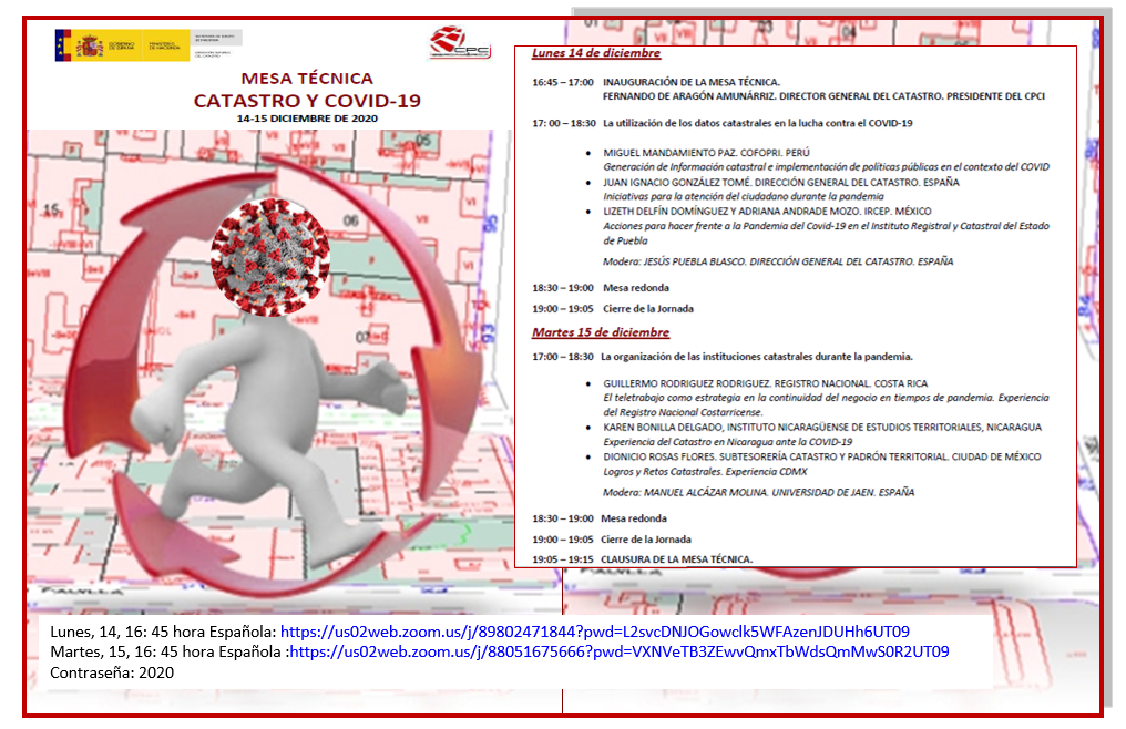 Imagen de la mesa técnica. Catastro y COVID-19. 14 y 15 de diciembre de 2020